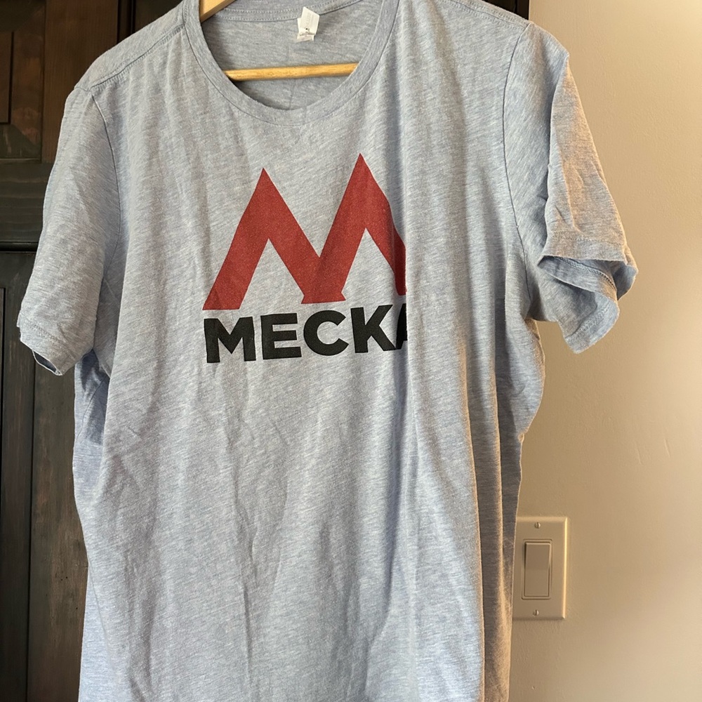 MEC Gray and Red Short Sleeve Tee with Bold Logo